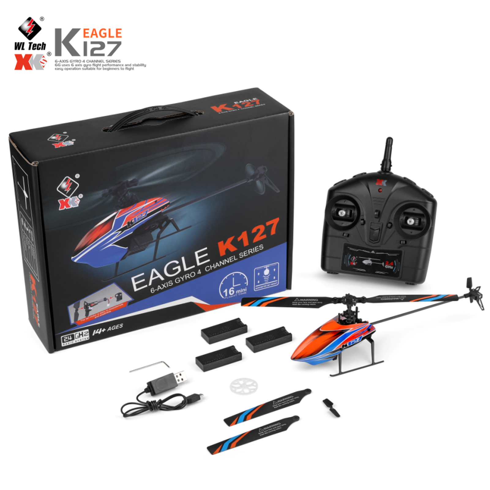 WLtoys XK K127 4CH 6-axis Gyro - Rc Helicopter Large บทวิจารณ์และราคา