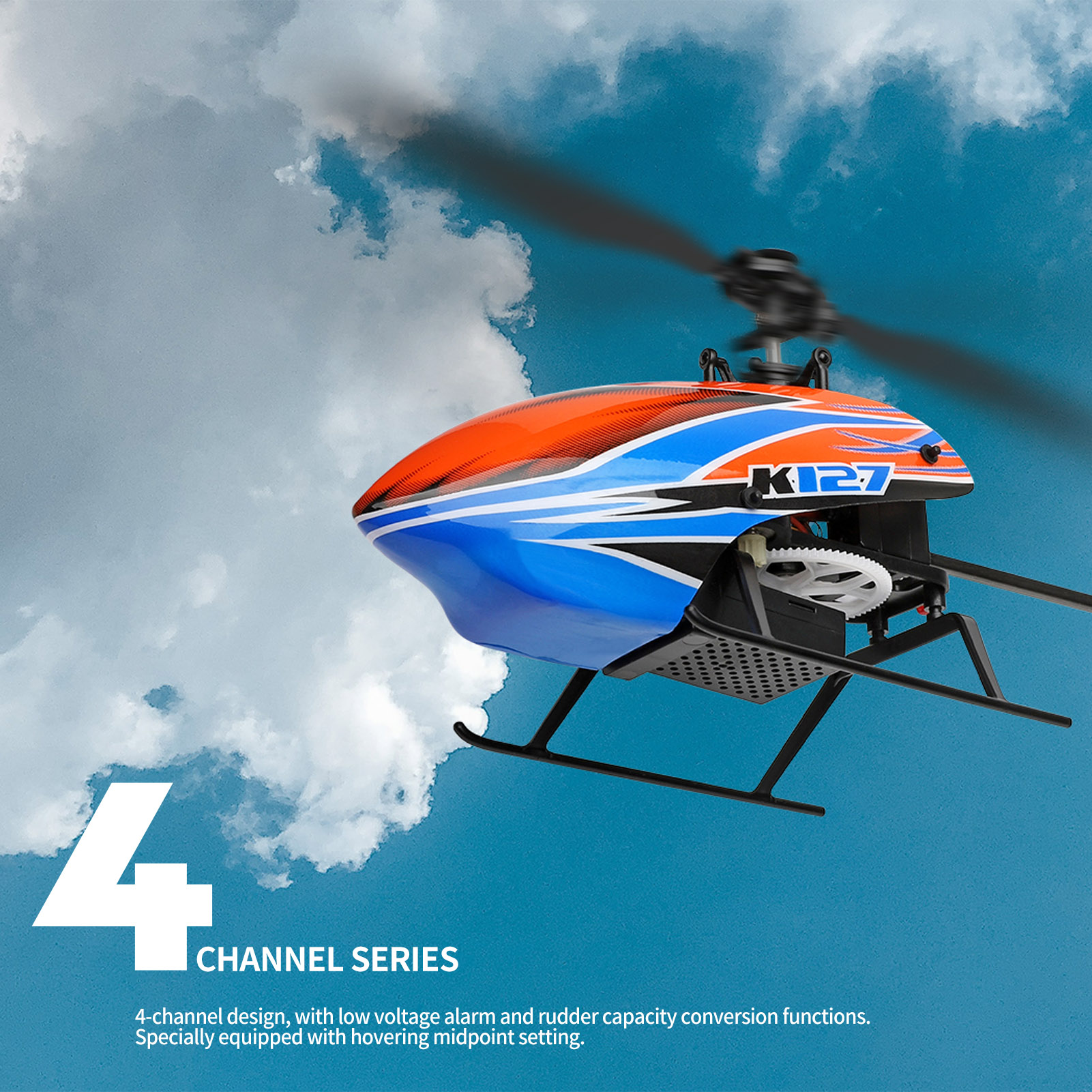 WLtoys XK K127 4CH 6-axis Gyro - Rc Helicopter Large บทวิจารณ์และราคา